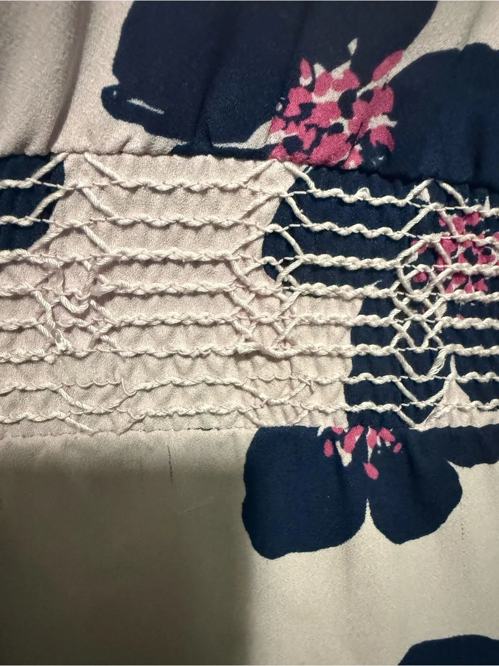Kate spade pink navy floral smocked dress large